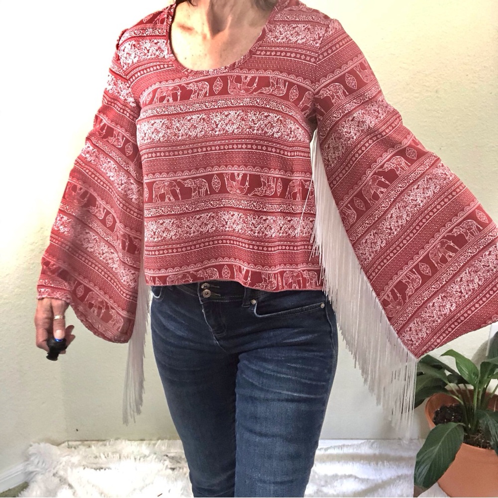See You Monday Red Fringe Top